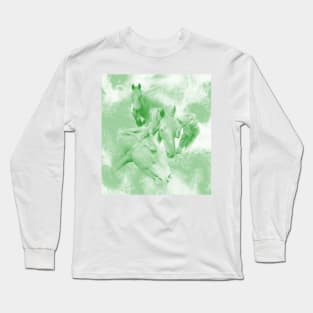 Horses and surreal mist in shades of green Long Sleeve T-Shirt